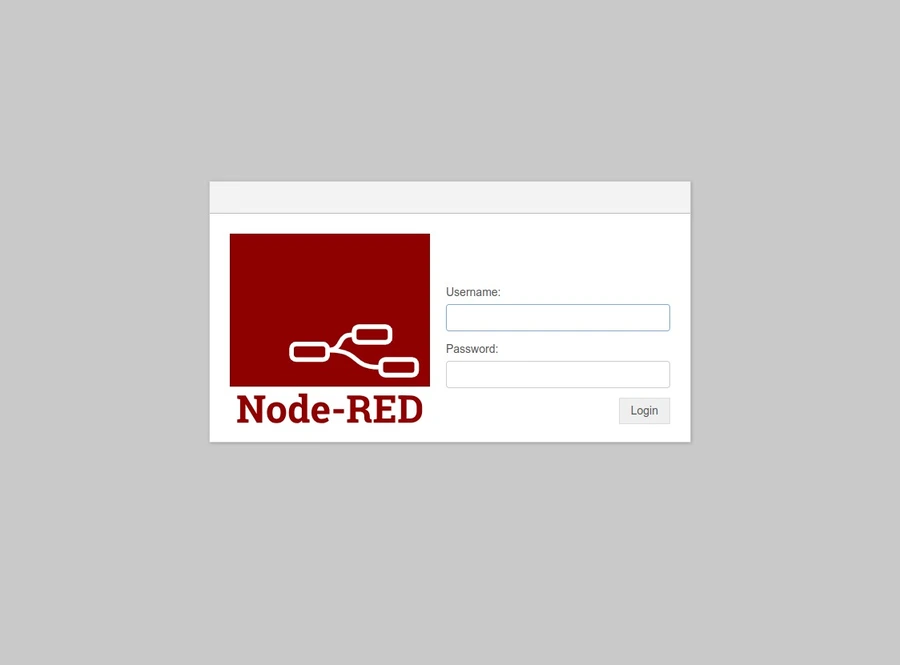 Tampilan login Node Red